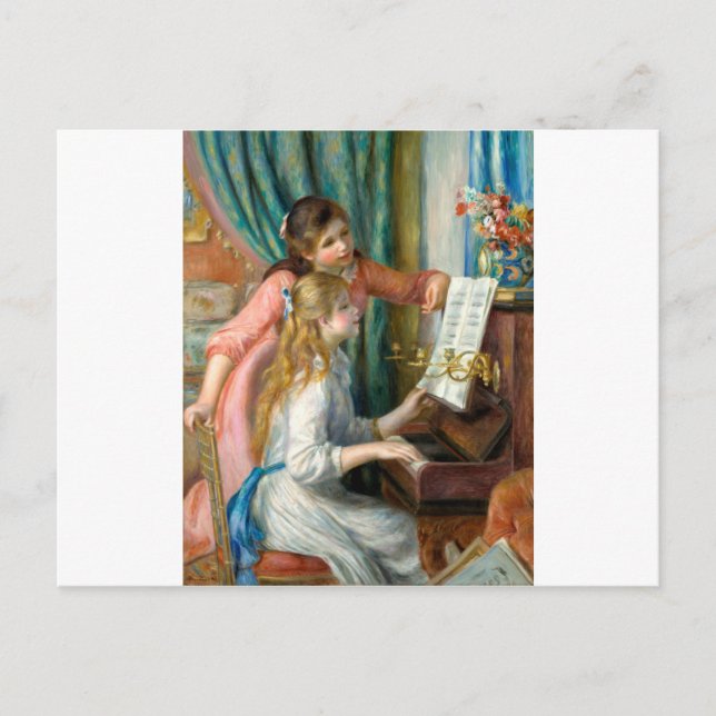 Renoir Girls at the Piano Impressionism Painting Postcard (Front)