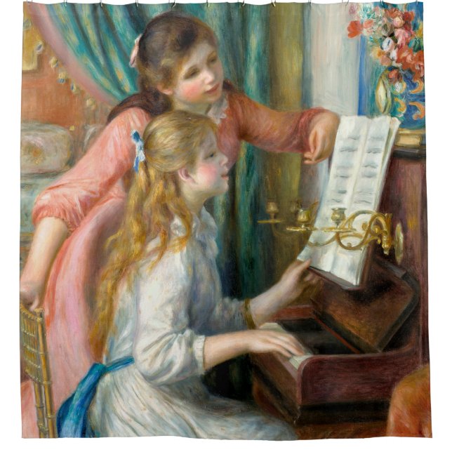 Renoir Girls at the Piano Impressionism Painting Shower Curtain (Front)