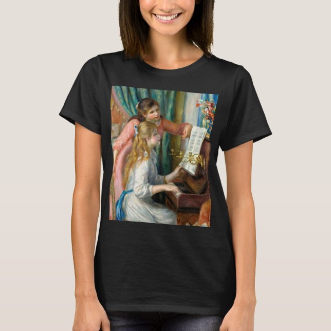 Renoir Girls at the Piano Impressionism Painting T-Shirt (Front)