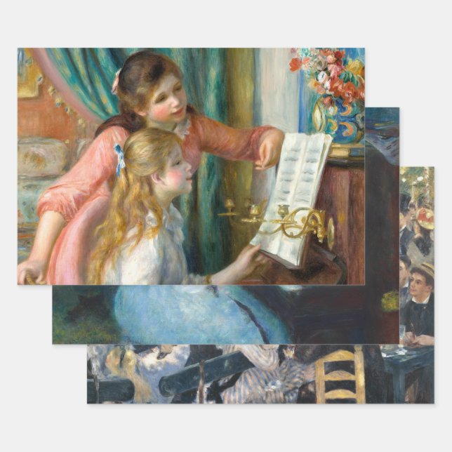 Renoir Girls at the Piano Impressionism Painting Wrapping Paper Sheet (Set)