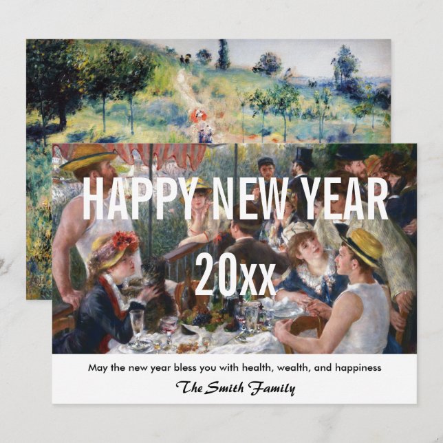 Renoir - Happy New Year / Luncheon Boating Party Holiday Card (Front/Back)