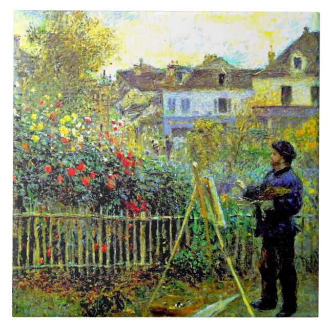 Renoir, Monet Painting in his Garden at Argenteuil Tile (Front)