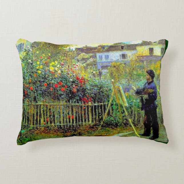 Renoir - Monet Painting in His Garden Decorative Cushion (Front)