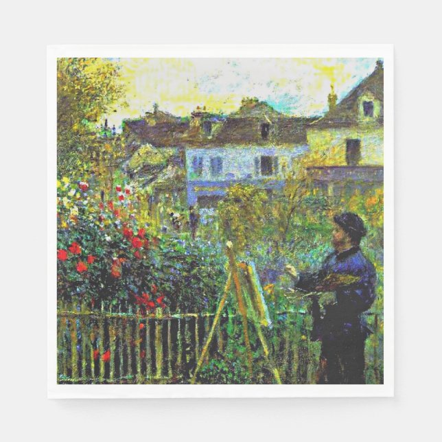 Renoir - Monet Painting in his Garden, Napkin (Front)