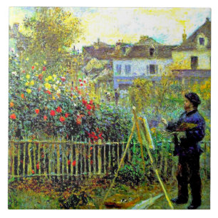 Renoir - Monet Painting in his Garden Tile
