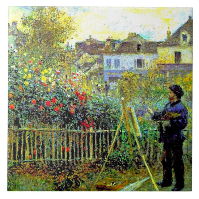 Renoir - Monet Painting in his Garden Tile (Front)