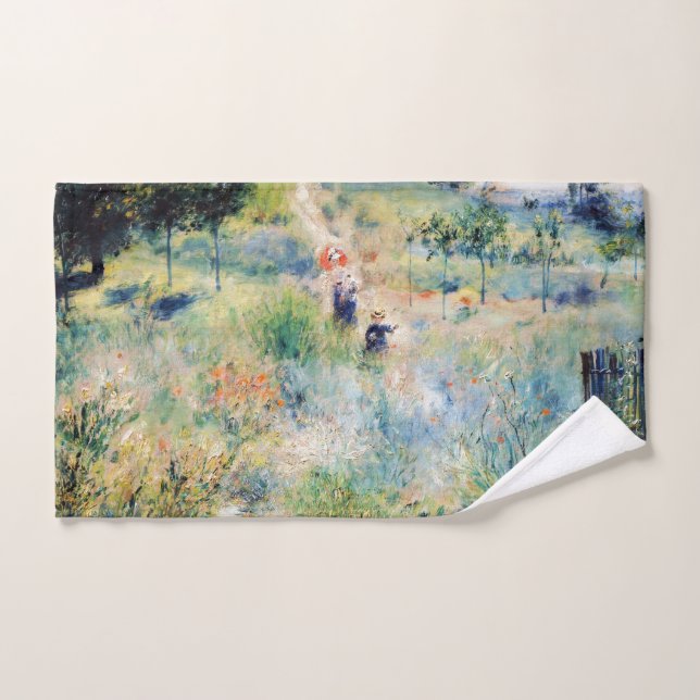 Renoir - Path Leading through Tall Gras Bath Towel Set (Hand Towel)