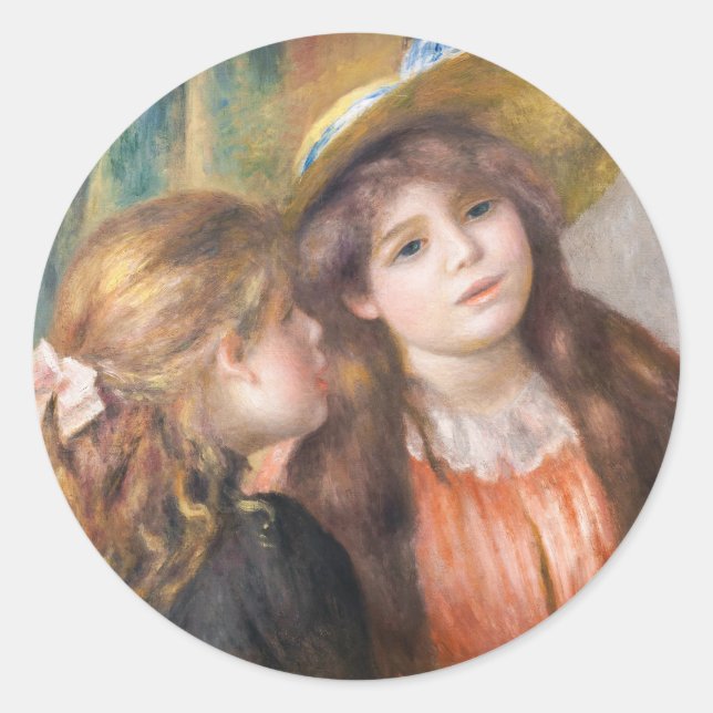 Renoir - Portrait of Two Little Girls Classic Round Sticker (Front)