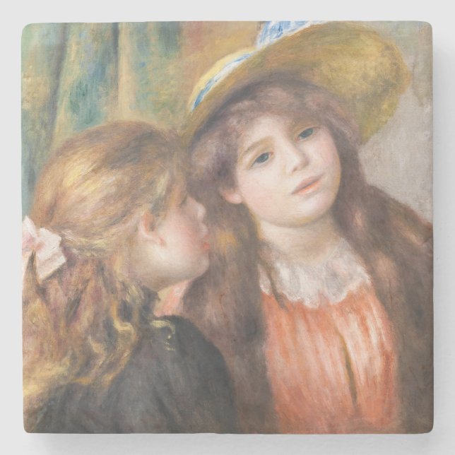 Renoir - Portrait of Two Little Girls Stone Coaster (Front)