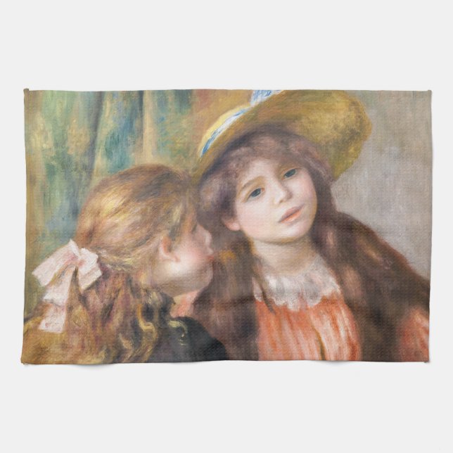 Renoir - Portrait of Two Little Girls Tea Towel (Horizontal)