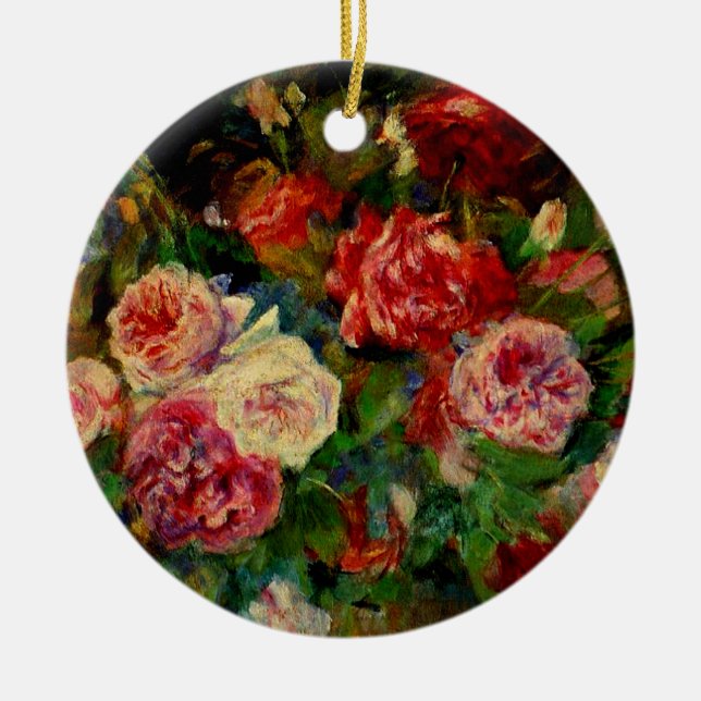 Renoir - Roses Ceramic Tree Decoration (Front)