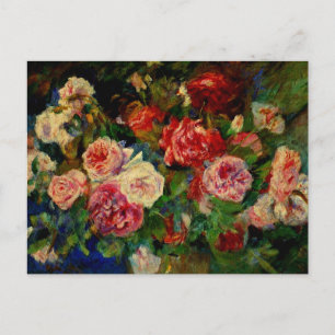 Renoir - Roses, famous painting, Postcard