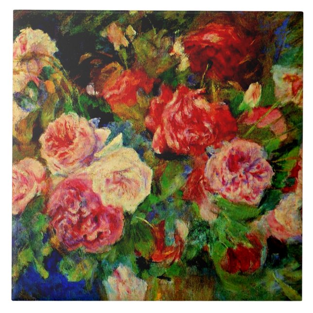 Renoir - Roses, famous painting, Tile (Front)