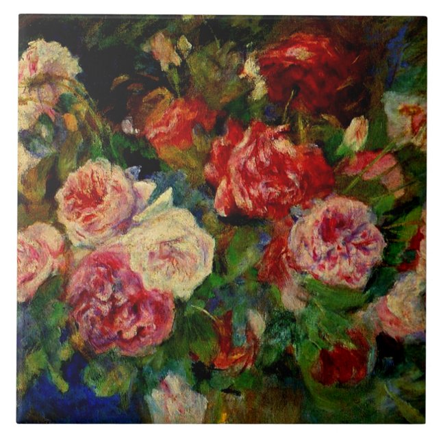 Renoir - Roses, famous painting, Tile (Front)