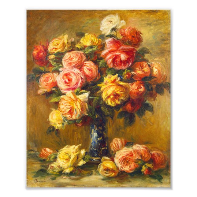 Renoir Roses in a Vase Print (Front)