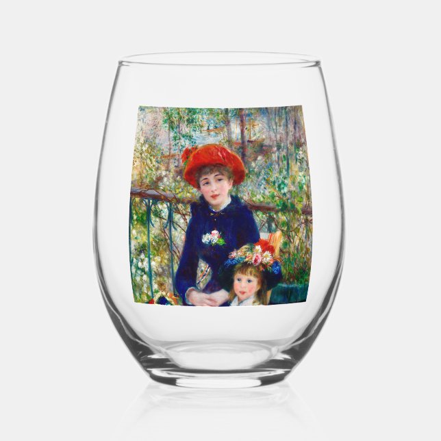Renoir’s Mother and Child  Stemless Wine Glass (Front)