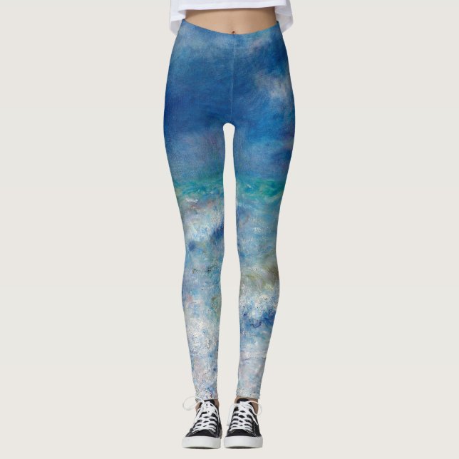 Renoir Seascape. Blue nautical impressionism Sea Leggings (Front)