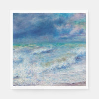 Renoir Seascape. Blue nautical waves impressionism