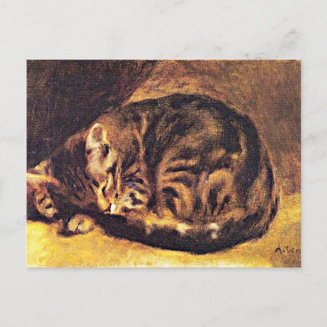 Renoir: Sleeping Cat Postcard (Front)