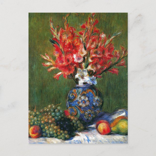 Renoir still life Flowers and Fruit art painting Postcard (Front)