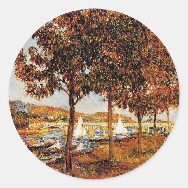 Renoir - The Bridge at Argenteil in Autumn, Classic Round Sticker (Front)