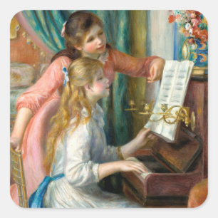 Renoir Two Girls at the Piano Print Music Fine Art Square Sticker