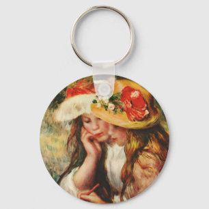 Renoir Two Girls Reading in the Garden Key Ring