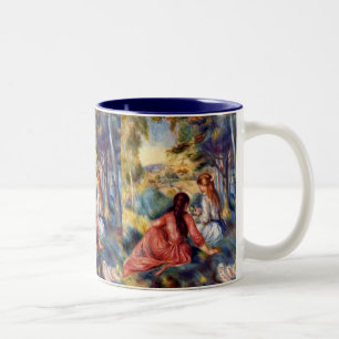 Renoir: Two Girls Sitting in Grass Two-Tone Coffee Mug