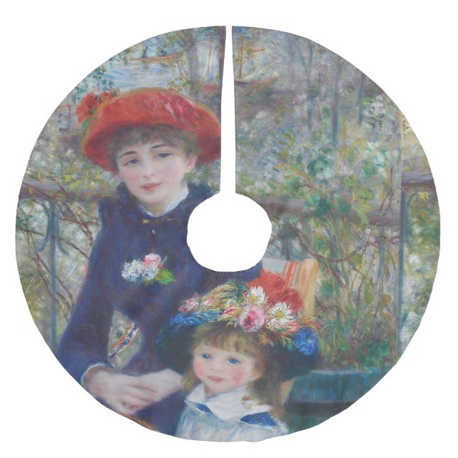 Renoir Two Sisters Terrace French Impressionism  Brushed Polyester Tree Skirt (Front)