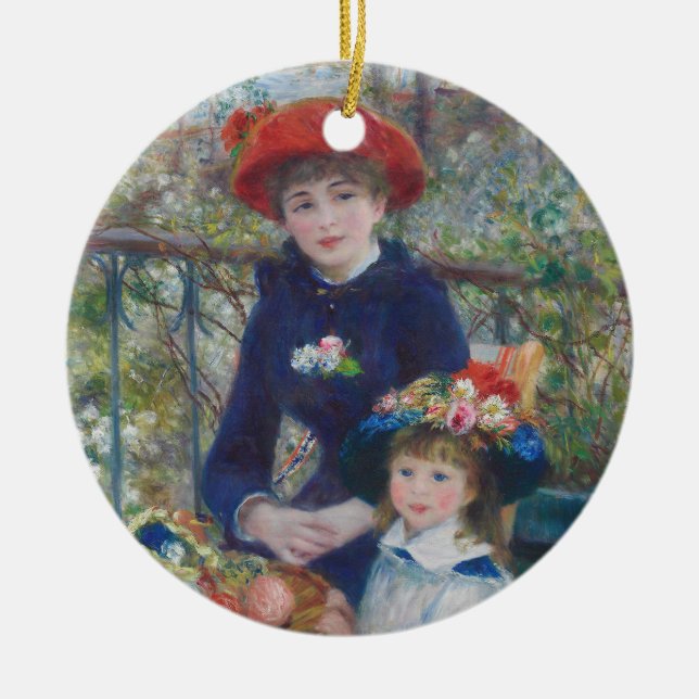 Renoir Two Sisters Terrace French Impressionism  Ceramic Tree Decoration (Front)