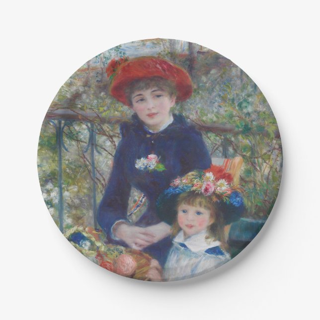 Renoir Two Sisters Terrace French Impressionism  Paper Plate (Front)