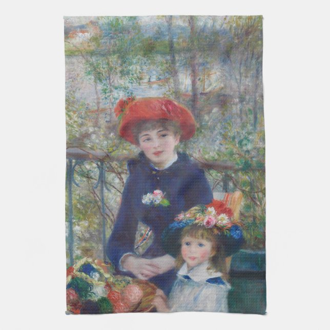 Renoir Two Sisters Terrace French Impressionism  Tea Towel (Vertical)