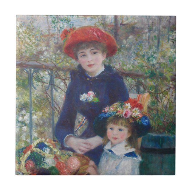 Renoir Two Sisters Terrace French Impressionism  Tile (Front)