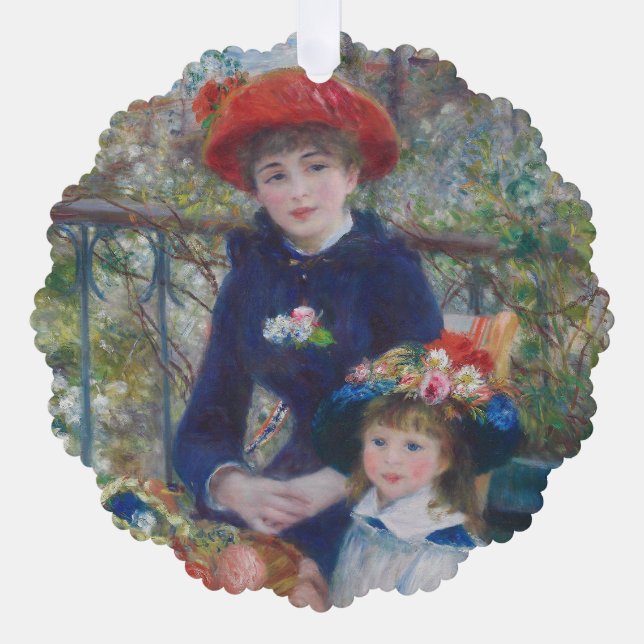 Renoir Two Sisters Terrace French Impressionism  Tree Decoration Card (Front)