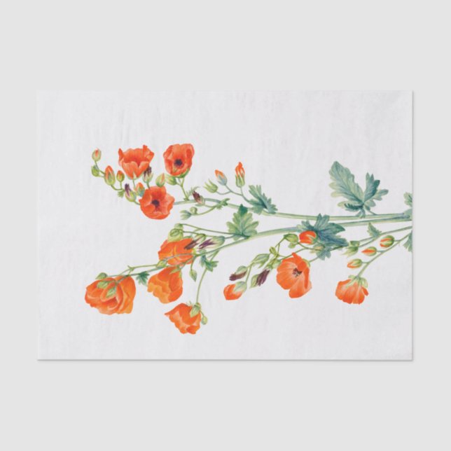 Renoir Vintage Red Flowers Roses Decoupage Tissue Paper (Front)