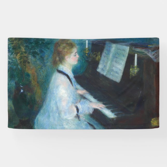 Renoir Woman at the Piano Vintage Impressionist  Banner (Horizontal)