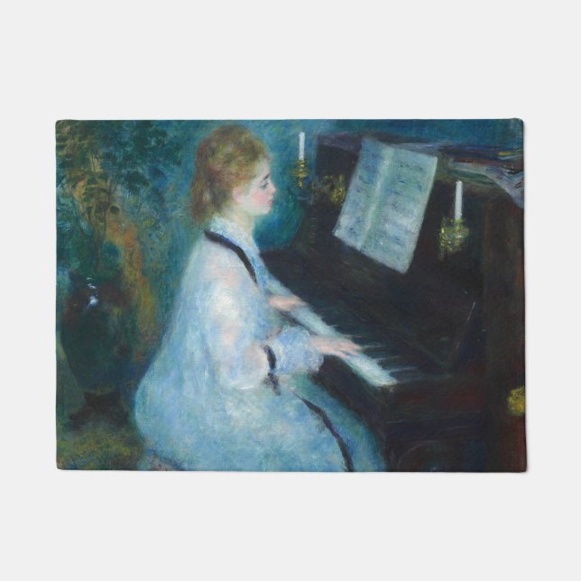 Renoir Woman at the Piano Vintage Impressionist  Doormat (Front)