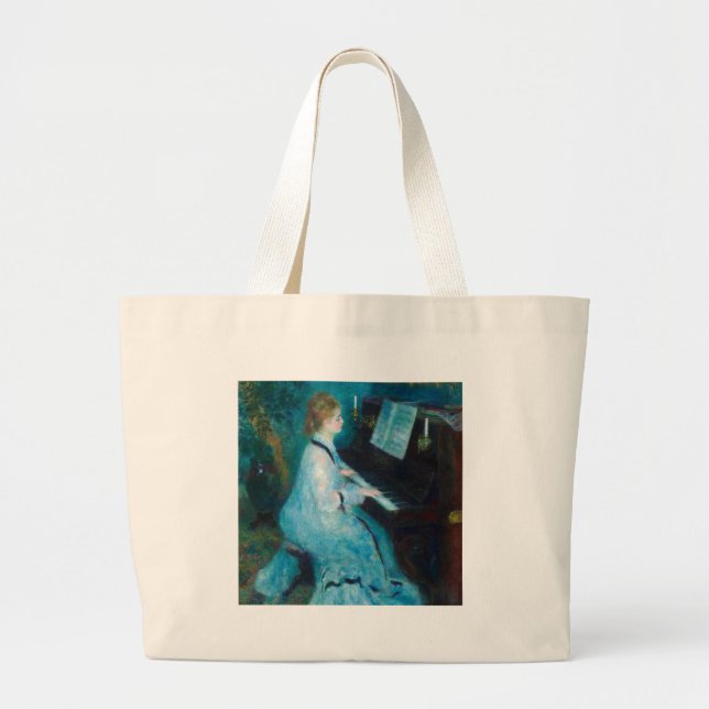 Renoir Woman at the Piano Vintage Impressionist  Large Tote Bag (Front)