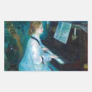 Renoir Woman at the Piano Vintage Impressionist  Rectangular Sticker