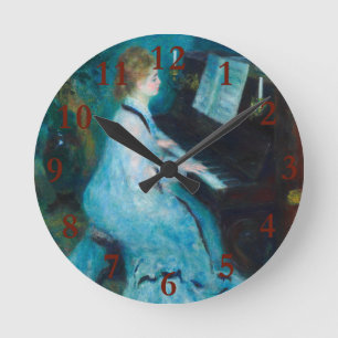 Renoir Woman at the Piano Vintage Impressionist  Round Clock