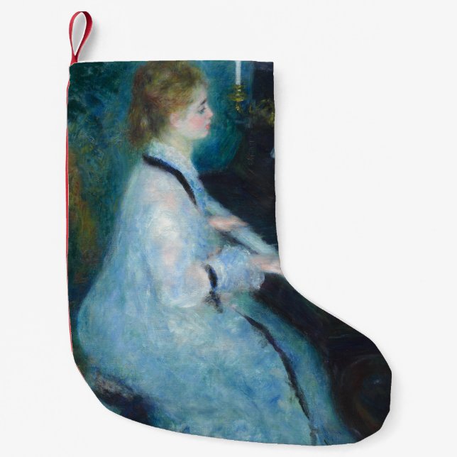 Renoir Woman at the Piano Vintage Impressionist  Small Christmas Stocking (Front)
