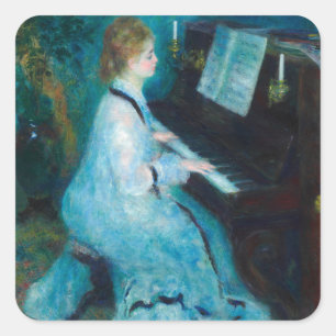 Renoir Woman at the Piano Vintage Impressionist  Square Sticker