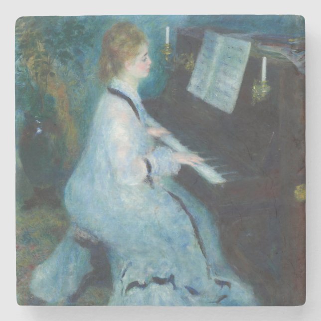 Renoir Woman at the Piano Vintage Impressionist  Stone Coaster (Front)