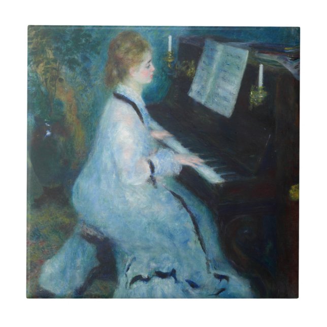 Renoir Woman at the Piano Vintage Impressionist  Tile (Front)