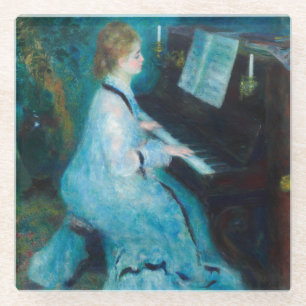 Renoir Woman Piano Music Musician Glass Coaster
