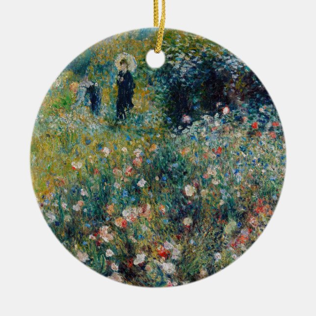Renoir - Woman with a Parasol in a Garden Ceramic Tree Decoration (Front)