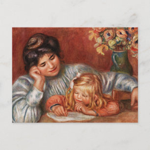 Renoir - Writing Lesson, famous painting Postcard