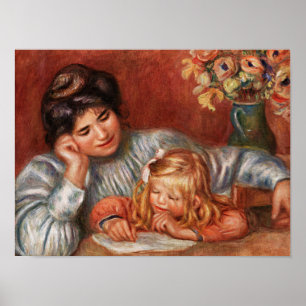 Renoir - Writing Lesson, famous painting Poster