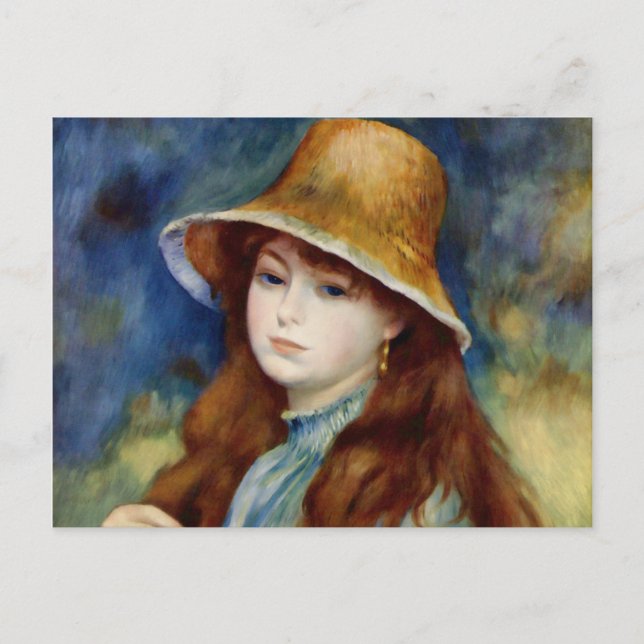 Renoir Young Girl in a Straw Hat Postcard (Front)