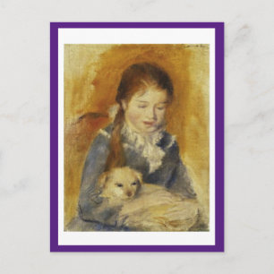 Renoir, Young Girl with a Dog, Fine Art, Postcard